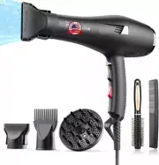 Ionic Hair Dryer AC Motor Fast Drying Salon Blow Dryer with Diffuser, Comb, Nozz