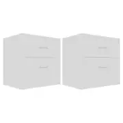 vidaXL 2x Bedside Cabinets White Engineered Wood Nightstand Side End Table
