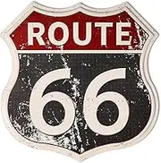 HANTAJANSS Route 66 Road Signs Vintage Room Decor Metal Sign Retro Road Sign Tin Decor Sign for Home, Room & Garage Wall Decoration 12× 12 Inches