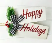 Happy Holidays Farmhouse Rustic Christmas Tabletop / Hanging Sign Décor Ornament