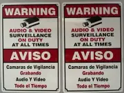 CCTV Sign Metal Warning Security Surveillance Camera Spanish English Set of 2