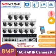 Hikvision 16CH 16POE 4KNVR 8MP IR Outdoor IP Security CCTV Camera System w/Audio