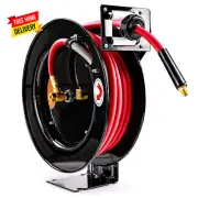 Air Hose Reel 3/8" Inch X 50' Foot SBR Rubber Hose Max 300PSI Commercial Steel C