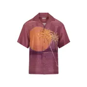 [Etro] Etro-Print On Orange Base Silk Bowling Short Sleeves Shirt-Uomo L STAND