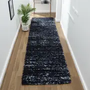 Deluxe Lavage Blue Shaggy Runner Rug