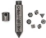 CRITALLIC Mini DND Dice Set with Rune Keychain Case,7PCS D&D Polyhedral Metal Dice Set for Dungeons and Dragons TTRPG Games Roleplaying Games Shadowrun Pathfinder MTG(Silver)