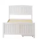 NNEED Wooden Bed Frame King Single with Trundle Drawers White