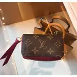 二手正品 LV-LOUIS VUITTON M61299 ZIPPY 經典花紋信用卡零錢包.紫紅