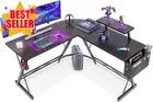 L-Shaped Corner Desk with Monitor Stand, Gaming & Computer Workstation, 127cm
