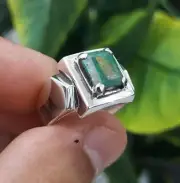 Natural Zamurd Stone Ring Original Emerald Ring Sterling Silver 925 Handmade