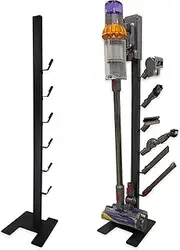 [Wamlet] Vacuum Stand Compatible for Dyson, Storage Stand Docking Station Holder with 6 Hooks Work for Dyson V15 V11 V12 V10 V8 V7 V6 Cordless Vacuum Cleaners & Accessories (Black)