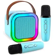 Mini Karaoke Machine,Portable Bluetooth Speaker with 2 Wireless Microphone fo...