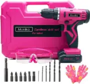 Monika 12V Pink Lithium Cordless Drill Bit Set 18+1 Torque Setting, LED Light