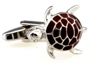 Turtle Cufflinks Brown Silver Tortoise Sea Wedding Fancy Gift Box Free Ship USA