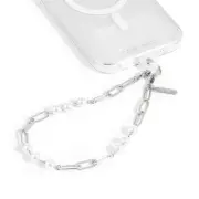 Phone Charm with Beaded Silver Pearls - Detachable Anti Theft Strap - Hands-F...