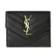 YSL MONOGRAM V字縫線魚子醬牛皮金屬LOGO三折短夾(黑)｜100%原廠真品｜JS Maxx官方旗艦館