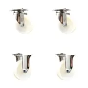 4 Inch 316SS Nylon Wheel Swivel Top Plate Caster Set 2 Rigid Service Caster