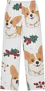 [ZZXXB] Corgi Dog Berry Boys Long Pants Soft Trousers Elastic Waist Kids Lounge Bottoms with Pockets S-XL