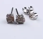 1.50Tcw Red Raw Diamond Stud 14kt White Gold Rough Diamond Earrings Prong set