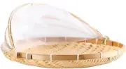 Tent Basket,Bamboo Food Serving,Dust Proof Picnic Pannier,Round Dustproof Basket