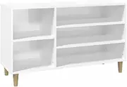 vidaXL Shoe Cabinet Living Room Hallway Shoe Organiser Storage Rack Unit Stand Holder Home Shoe Cupboard Shelf High Gloss White Engineered Wood