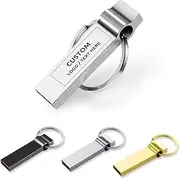 Custom USB Flash Drives, Bulk Personalized Metal USB 2.0 Memory Stick Thumb Drive with Keychain, Ideal for Corporate Gifts, Promotional Giveaways, Photography & Music Studios (8 GB,50 PCS)