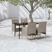 5 Piece Garden Dining Set with Cushions Beige and Black Patio Bar Sets