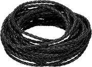 uxcell Braided Leather Cords, Round Leather Strap, Soft Jewelry Leather Rope for Jewelry Making, Tie Making, 3mm 5 Yards, Black