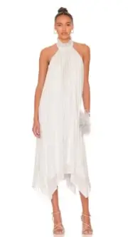 REVOLVE ALLSAINTS Light Mint Green “Alaya” Pleated Chiffon Halter Dress Sz 4