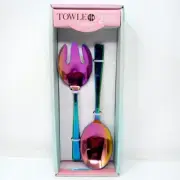 NEW Towle Living Iridescent Forged Stainless Steel 2 Piece Salad Serving Set
