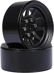 2Pcs 1/10 Rc C Ler Zinc Alloy 1.9Inch Beadlock Wheel Rims for Redcat Rc4 Axial Scx10 D90 Hpi Rc C Ler Black Black