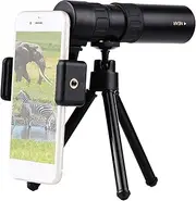 10X-300X Mini Monocular Telescope BAK4 Prisms Life Water-Resistant with Phone Holder Mini Tripod Stand Carry Bag for Watching Scenery Bird Wildlife Concert Sports Events