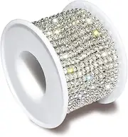 1 Roll 10 Yards 3MM Crystal Rhinestone Close Chain Trim for Sewing Craft DIY Decoration Jewelry Silver Crystal Claw Chain Rhinestone Cup Chain Rhinestone Diamond Chain Trimming Clear Trim (SS12)