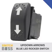 Arrows Up/Down Momentary LASER ETCHED Rocker Switch - BLUE LED 12v 24v Toggle