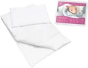 2 Piece Cot Bed Duvet and Flat Pillow Set 100% Polycotton (120x90cm)