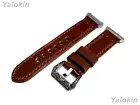 Dark Brown Brushed Leather Stitched Band Strap for Fitbit Ionic Smartwatches
