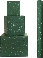 Embellished Metallic Gold and Silver Irregular Foil Dots On Neutral Solid Dark Green Gift Wrapping paper - 1 Mini Roll 17 X 10 ft Per roll 14.1 sq.ft.ttl -With Silk Soft Touch Perfect for Birthday