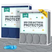 Mini Crib Mattress Protector Sheets Waterproof 2 Pack, Quilted Pack and Play