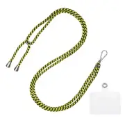 Phone Lanyard Adjustable Neck Lanyard with Transparent Patch Black Yellow