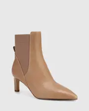 Karis Hazelnut Leather Stiletto Heel Ankle Boot
