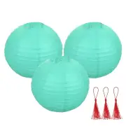 3 Pcs Aquatic Blue Round Paper Lanterns 12 Inch Paper Lantern Party Decorations