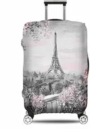 [IBILIU] Travel Luggage Cover Protector Paris Landscape Eiffel Tower Roses Suitcase Cover Protectors Washable Luggage Suitcase Cover for 25-28 Inch L