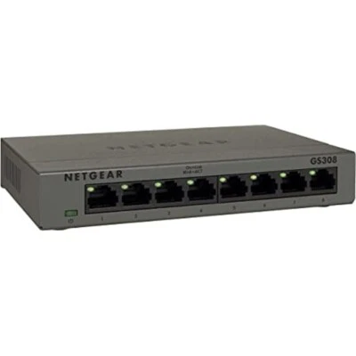 NEW Netgear GS308-100PES 8-Port Gigabit 100Mbps Fast Ethernet Unmanaged Switch