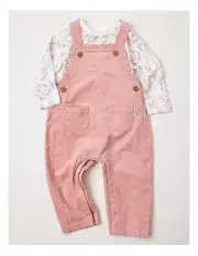[Sprout] Micro Cord Overall Set Baby in Pink