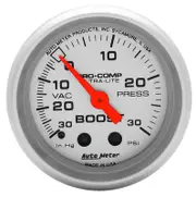 Auto Meter Ultra-Lite Series Boost/Vacuum Gauge 2-1/16" Mechanical 30 psi AU4303