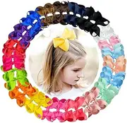 FESTFIT 20pcs Hair Bows Clips for Little Girls,3inch Baby Hair Clips,Fully Lined Baby Hair Bows Clips,Infants Toddlers Kids Hair Styling Accessories for Fine Hair.