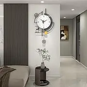 FLEBLE Extra Large Wall Clock for Living Room Decor Modern Wall Clocks Decorative Silent Battery Operated Non-Ticking for Bedroom Office Kitchen Indoor 32 inch Black Pendulum Wall Watch Clock for Home