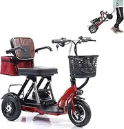 3 Wheel Folding Mobility Scooter Electric Powered, with Seat and 2 Baskets Luxury Compact Travel Scooter,48V20Ah Lithium, 300kg Weight Capacity