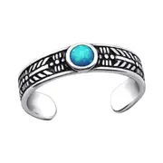 Sterling Silver Opal Toe Ring