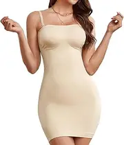 [ALYNE] Strapless Shapewear Bodysuit for Women Tummy Control Full Body Shapers Seamless Snatched Bodysuit for Under Dresses, Beige-fullslip